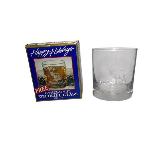 Canadian Mist Whiskey Glass 1993 Happy Holidays Wildlife Collectors Cup VTG - Picture 2 of 16